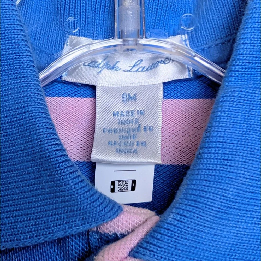 Polo Ralph Lauren‎ Pink Blue Striped Stretch Mesh Dress Baby Girls Size 9 Months